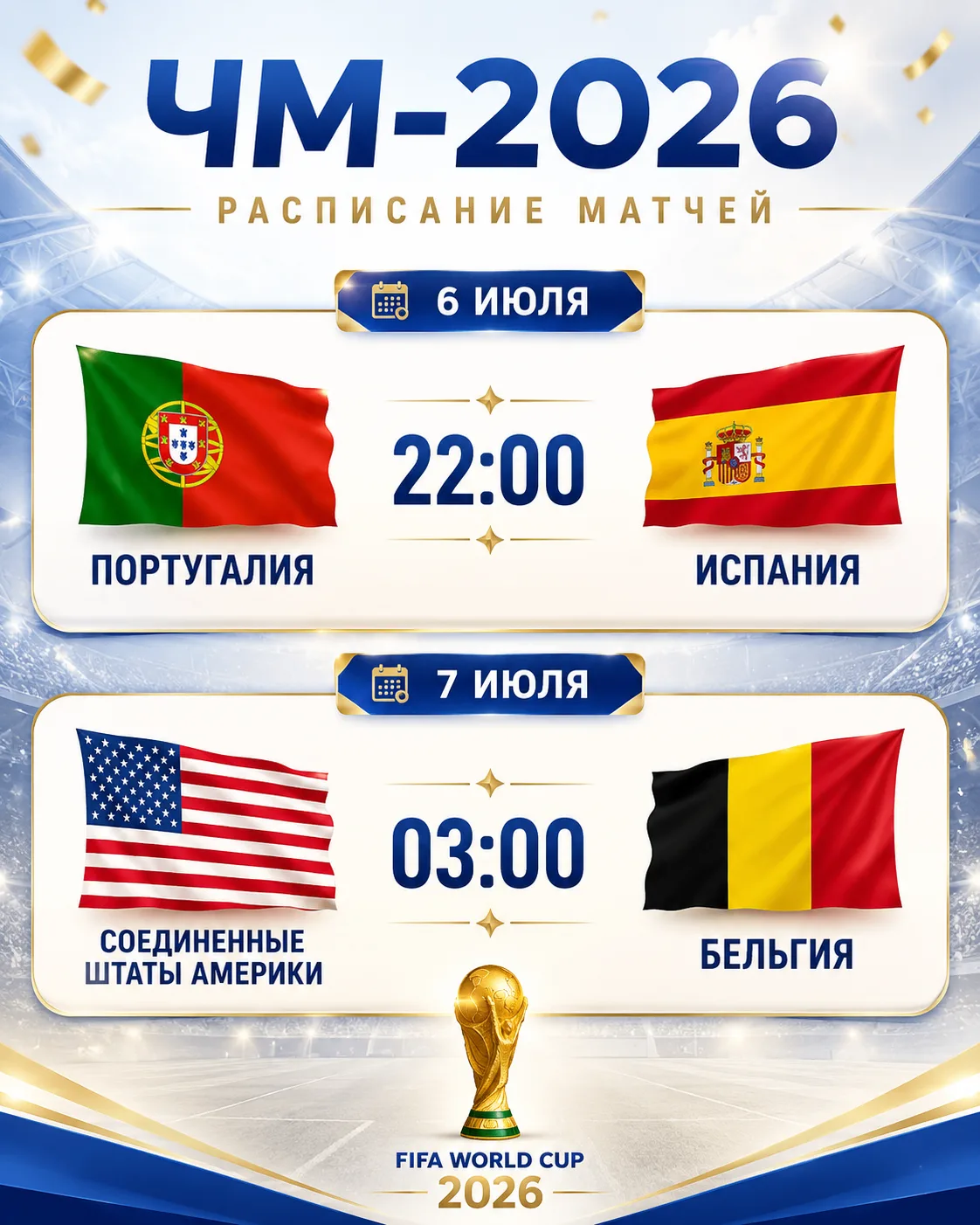 Актуальные матчи ЧМ-2026.