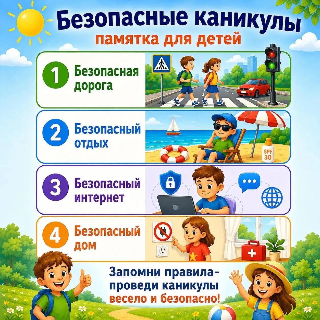 📌 Безопасность во время летних каникул: памятка для детей
