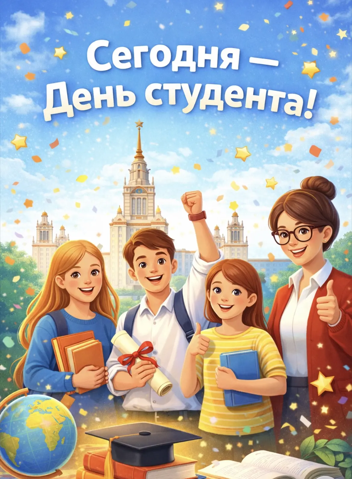 🎓✨ Сегодня — День студента! Это особенный праздник для всех, кто учится, мечтает, делает первые серь