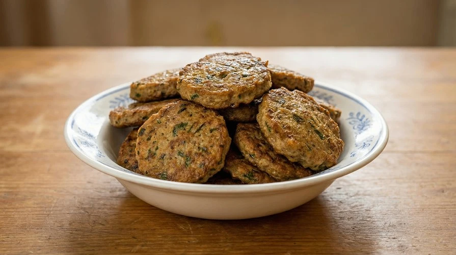 Печёночные котлеты — Нежные, сочные котлеты из куриной печени с зеленью.  ~350 руб. ~КБЖУ на всю пор