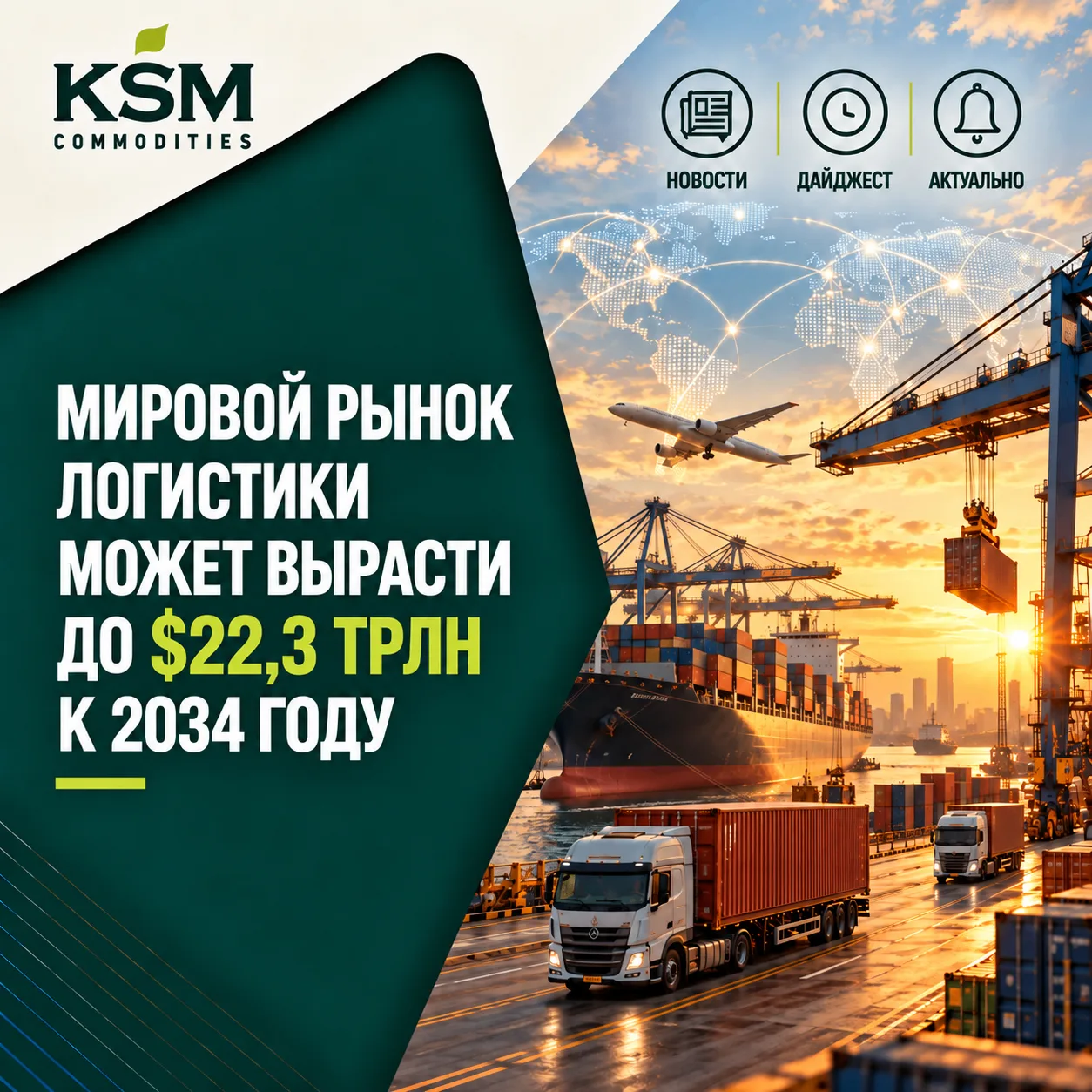 🌍 Мировой рынок логистики может вырасти до $22,3 трлн к 2034 году