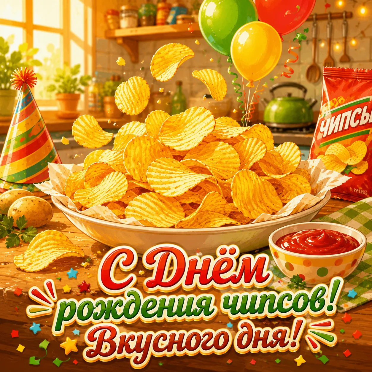 🥔 Друзья, сегодня — День рождения картофельных чипсов!