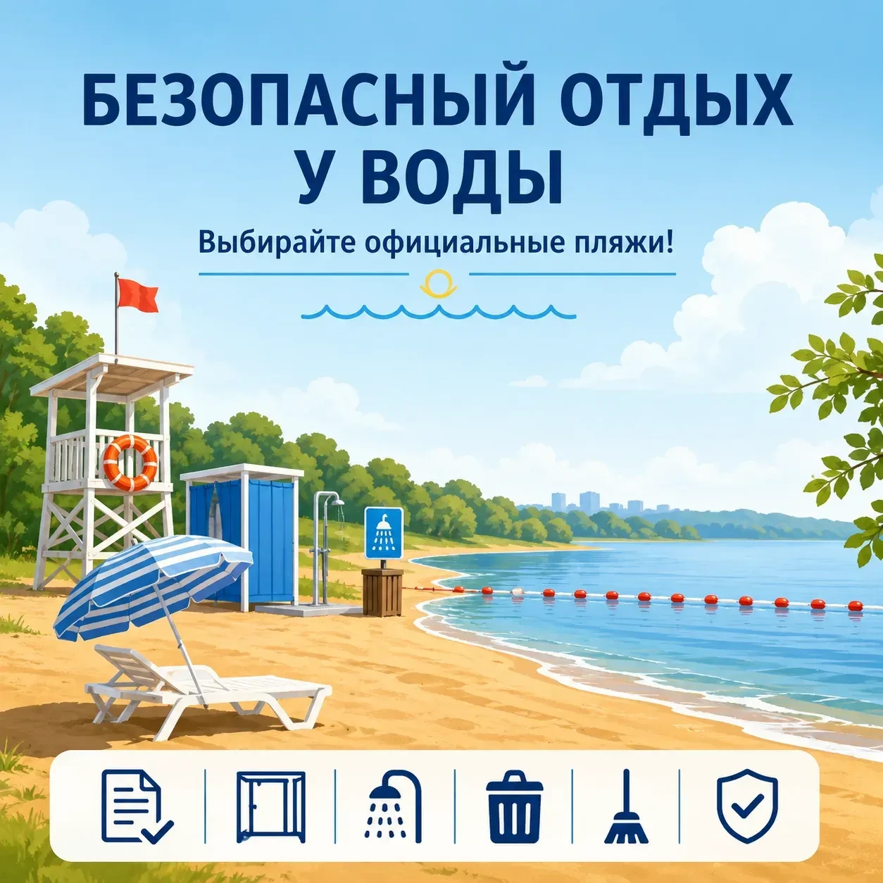🏖️ Уважаемые жители!

Напоминаем, что безопасное использование водоёмов для купания возможно только