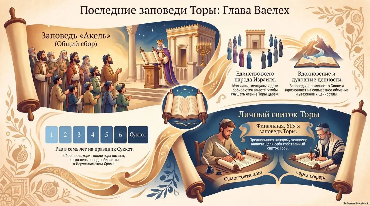 В недельной главе Ваелех есть две, последние в Торе заповеди: