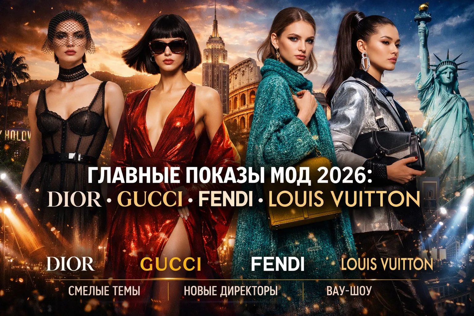 ✨ Главные показы мод 2026: Dior, Gucci, Fendi, Louis Vuitton 

Модный сезон 2026 уже задаёт новый ве