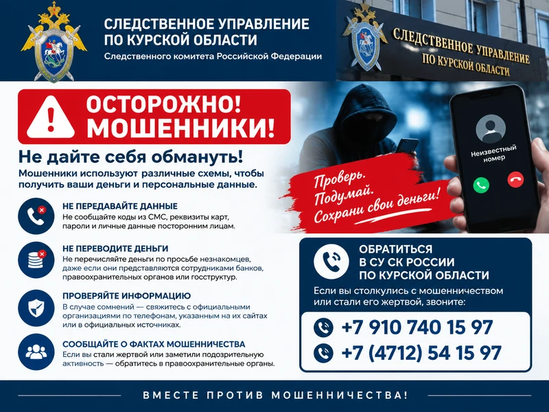 ❗️Осторожно, мошенники! СУ СК России по Курской области призывает граждан к бдительности