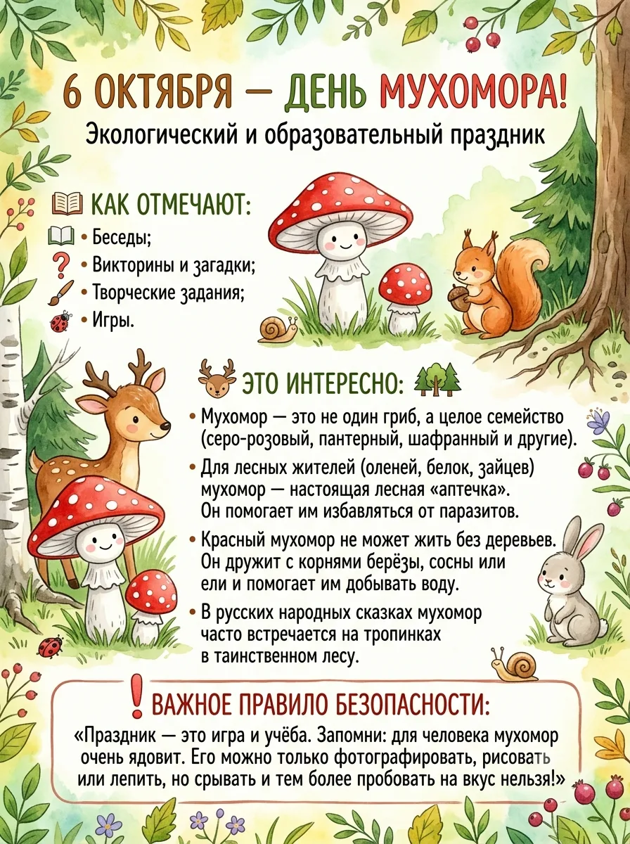 🍄 Сегодня в группе «Звёздочки» прошёл необычный экологический праздник — День мухомора...
