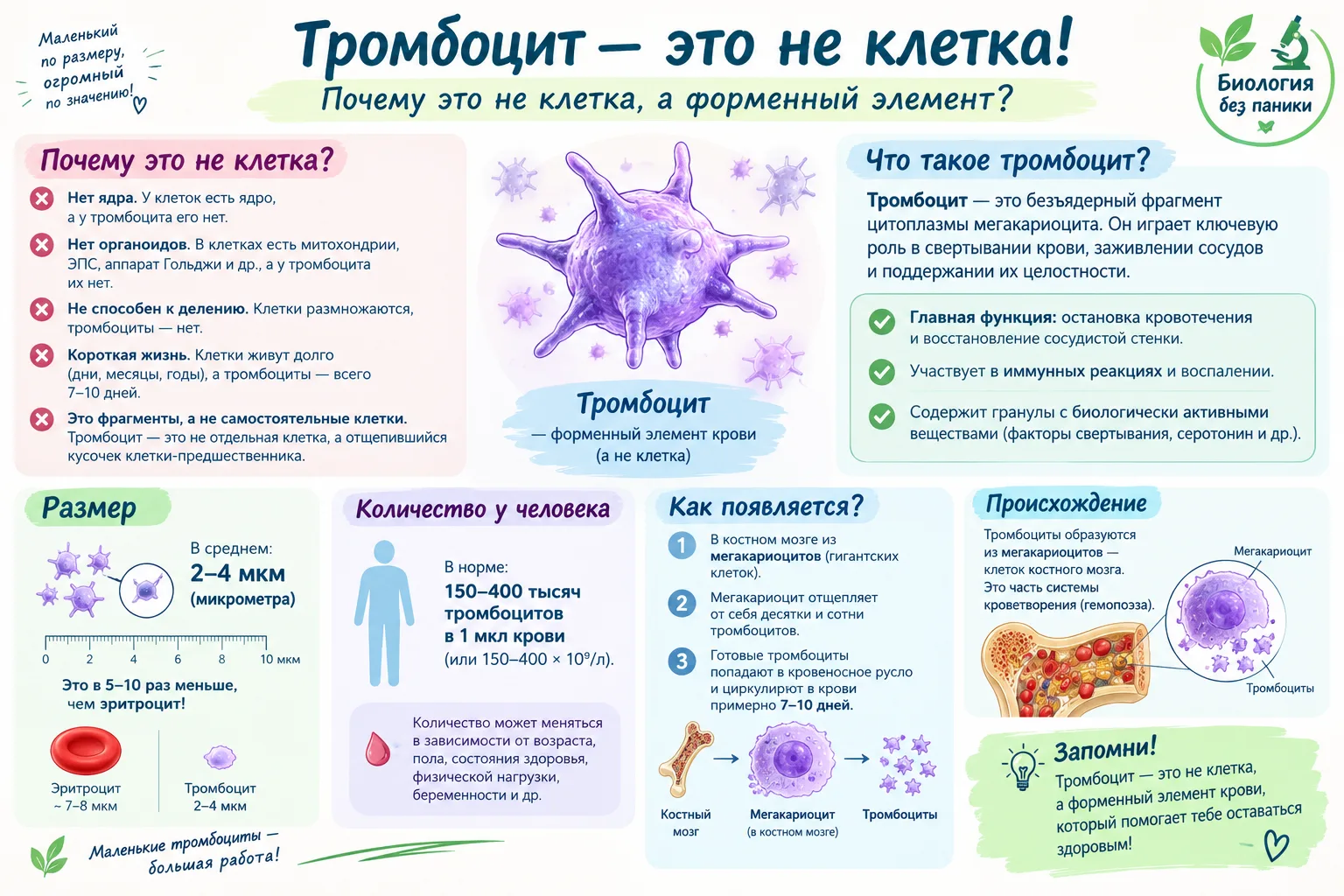 🩸 Тромбоциты: маленькие герои, которые спасают нас от кровопотерь 🩸