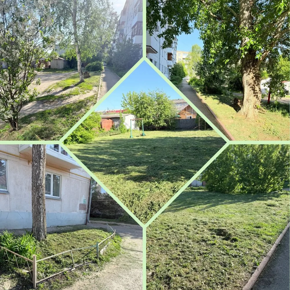 Выполнено окашивание придомовой территории МКД № 86 по улице Пролетарской.