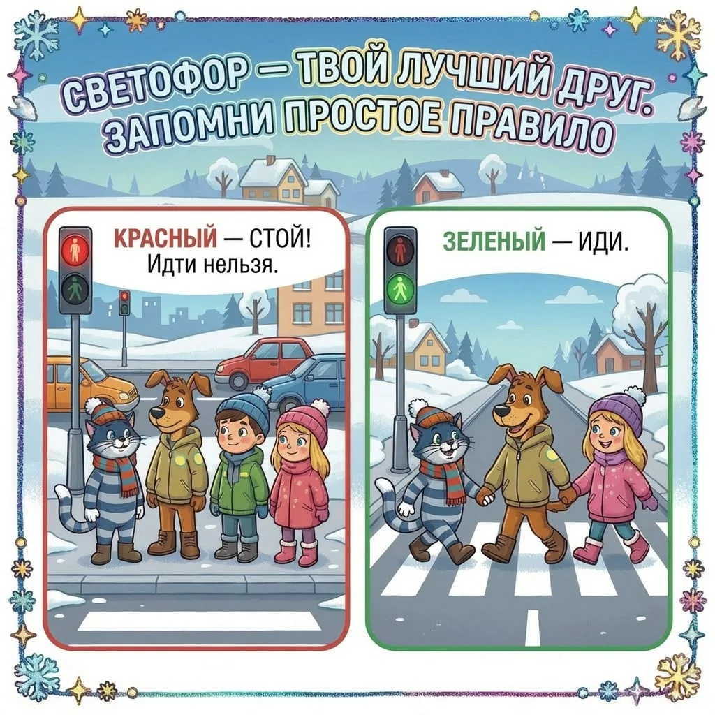 ❄️ Изучаем зимние правила дорожного движения с Матроскиным и Шариком! ❄️