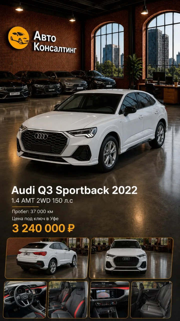 😎ПРЕМИАЛЬНЫЕ МАШИНЫ ИЗ КИТАЯ🇨🇳

🔥Audi Q3 Sportback 1.4 AMT 2022 2WD 150 л.с.

🔥Цена под ключ в 