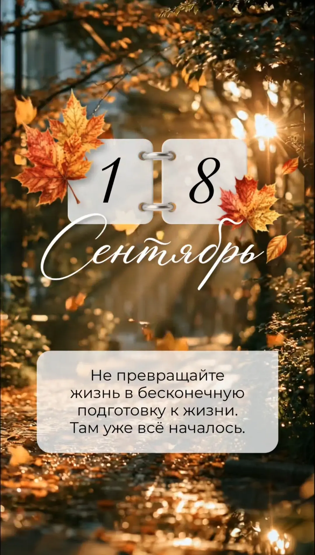 Не превращайте жизнь в бесконечную подготовку к жизни. Там уже всё началось.