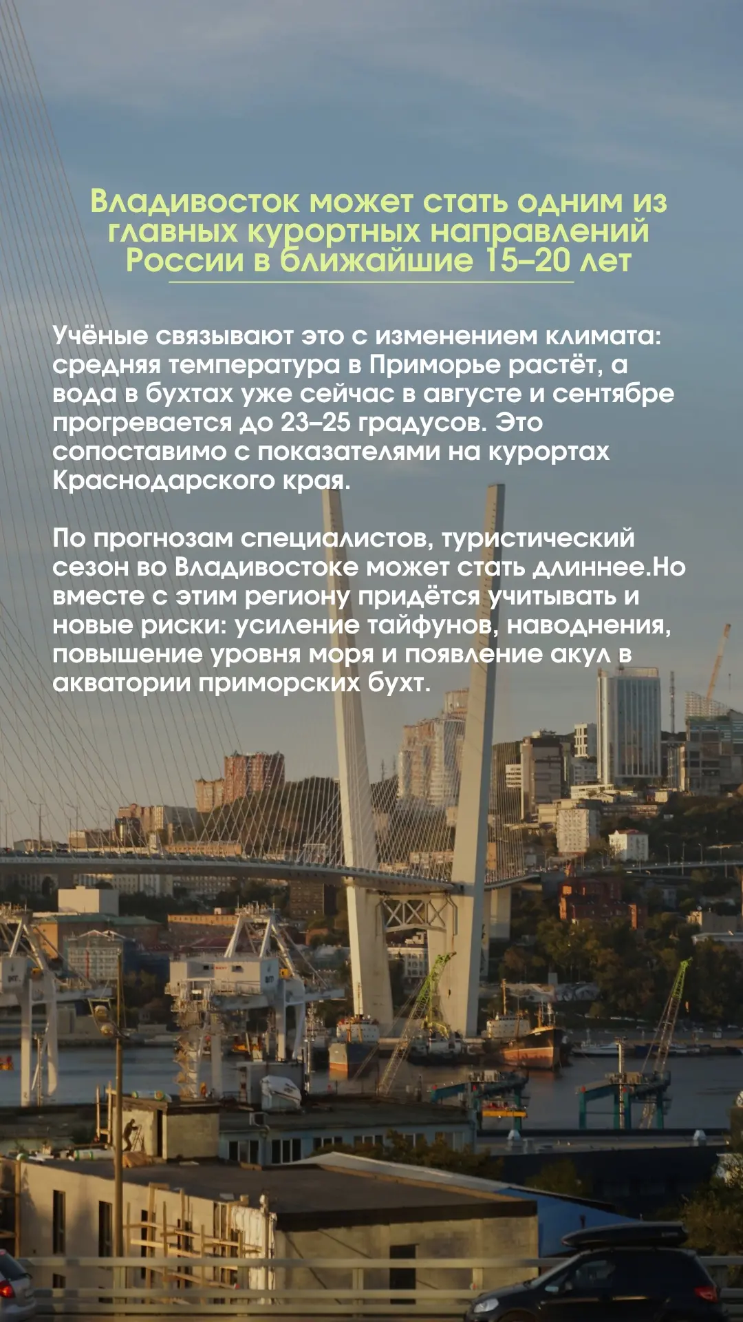 ✏️Владивосток может стать одним из главных курортных направлений России в ближайшие 15–...