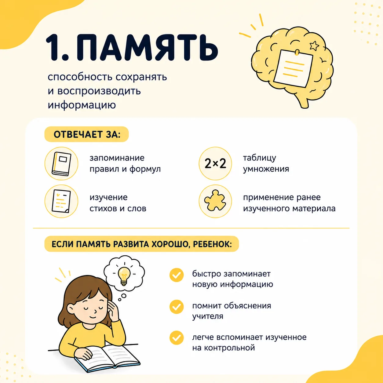 💡 Что важнее для успеха: память или концентрация?

Многие родители думают, что если ребенок плохо з