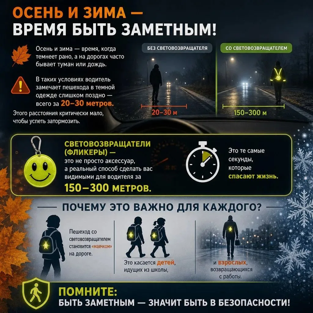 Осень - время, когда темнеет рано, а на дорогах часто бывает туман или дождь. В таких у...