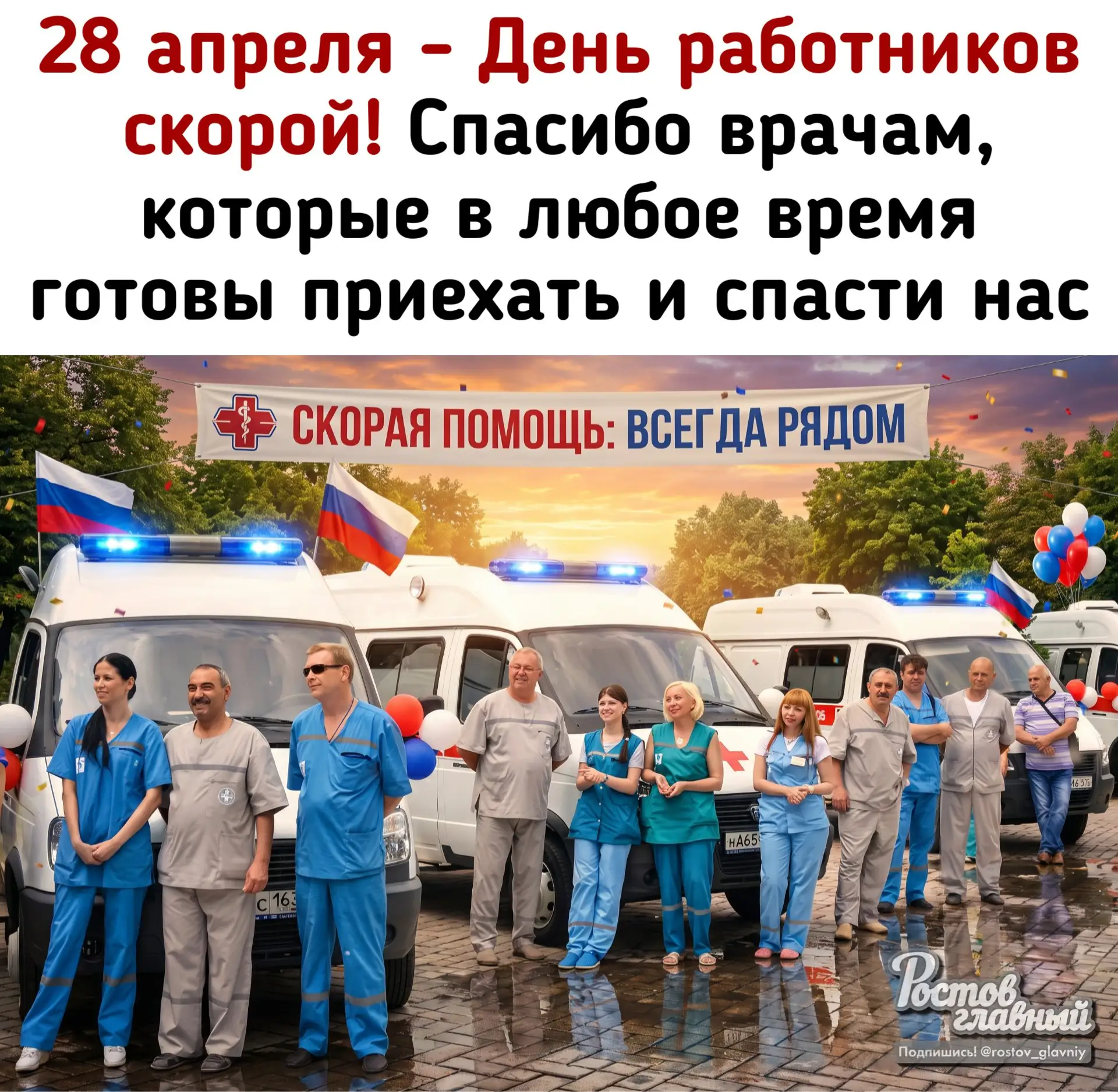 🚑 28 апреля - День работников скорой. Спасибо за ваш труд!