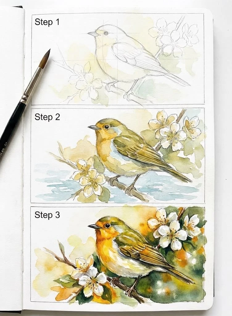 Акварельная практика👩🏼‍🎨  А ведь приятно встретить новый день с красивой подборки акварельных скетче