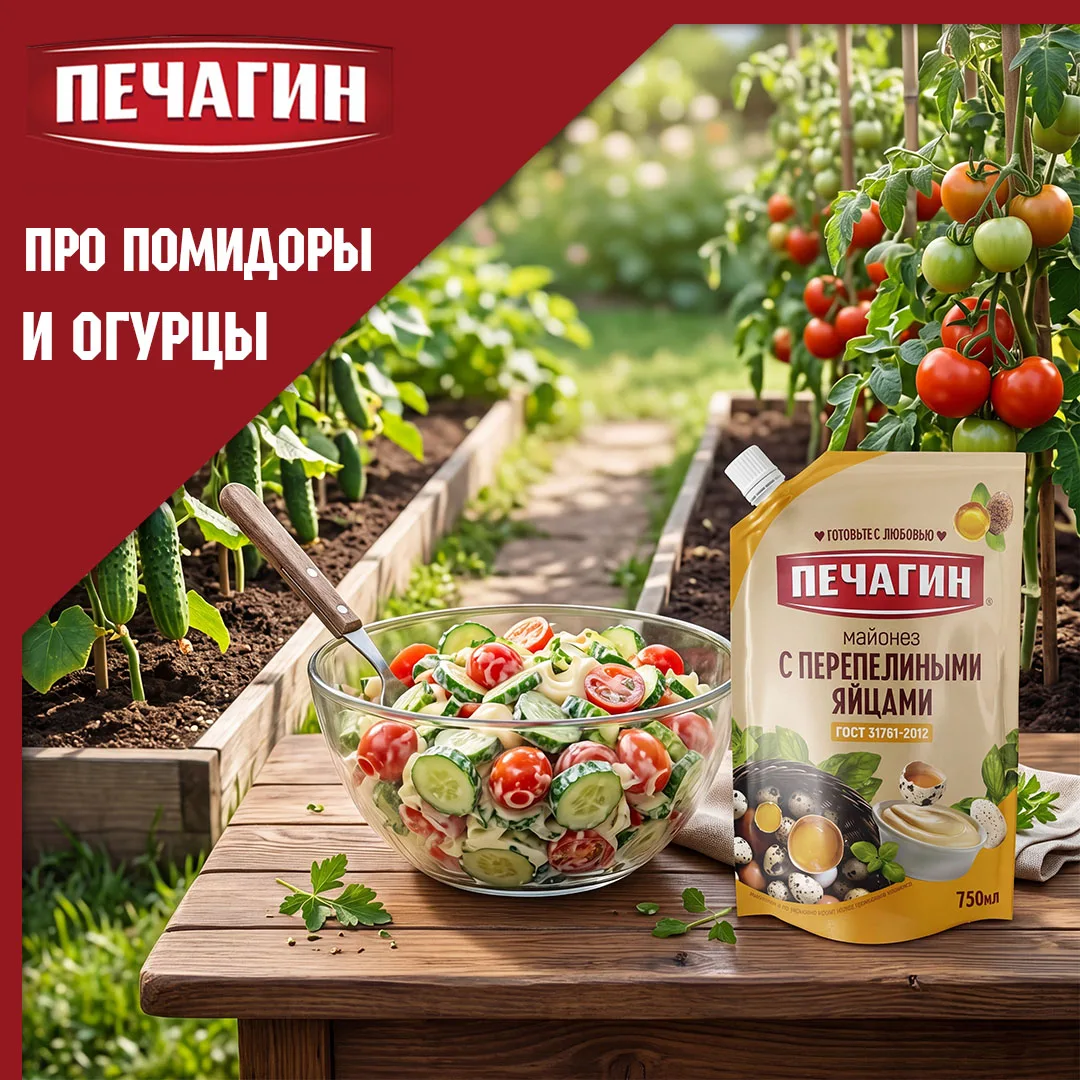 Нет вкуснее летнего салата, чем салат из помидоров и огурцов с майонезом Печагин!🥗
Простой, знакомы