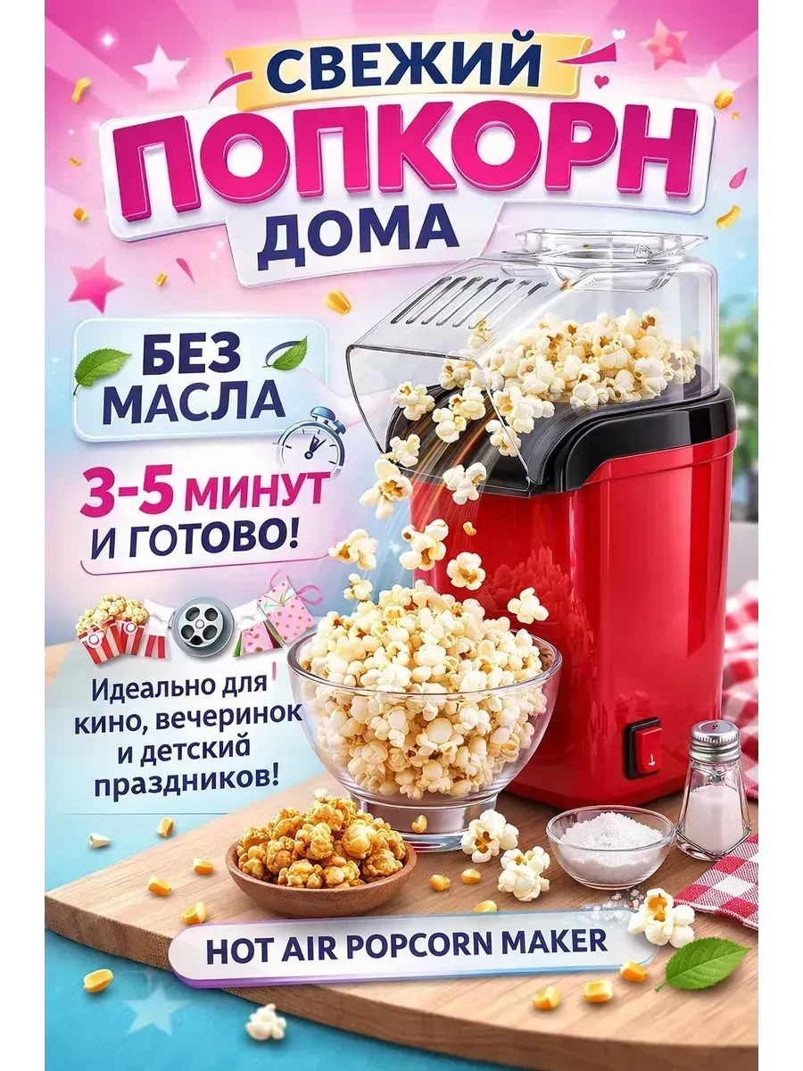 ✨ Попкорница для дома электрическая 2л ПРОСТО КУПИ 2