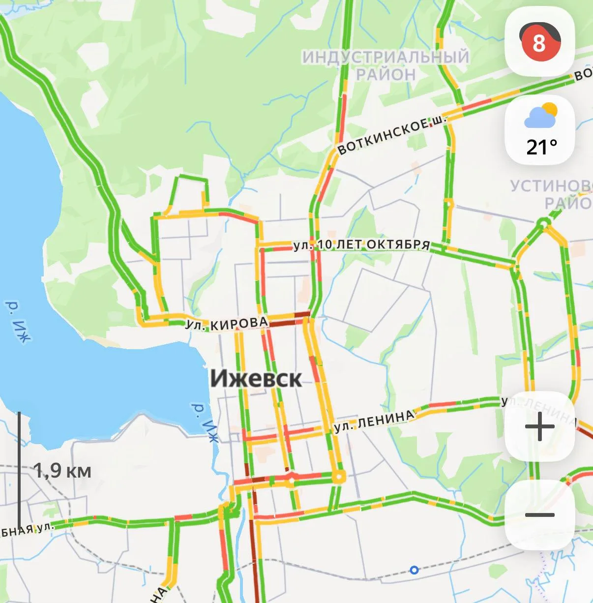 В Ижевске предпраздничные 8-балльные пробки