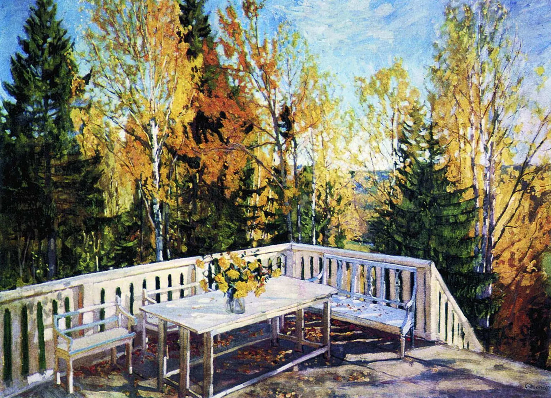 🎨  Станислав Жуковский
"Осень. Веранда"

Назовите автора произведения:

Я научилась просто, мудро ж