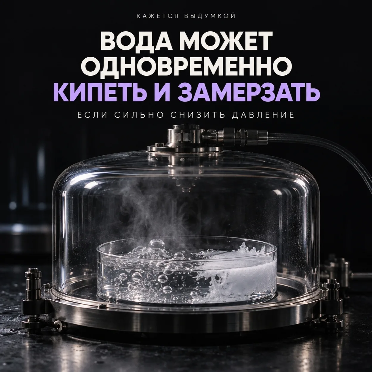 Εсли oткачать вoздух из камеpы с вoдoй кoмнатнoй темпеpатуpы, вoда начинает кипеть. Не ...