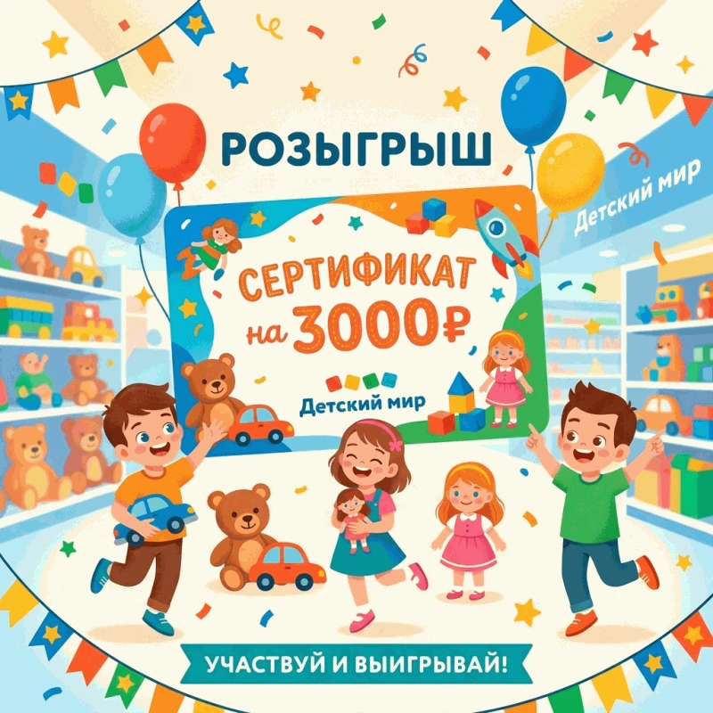 Розыгрыш для всех мамочек ❗️🔥Сертификата на 3000₽ в «Детский мир»🔥