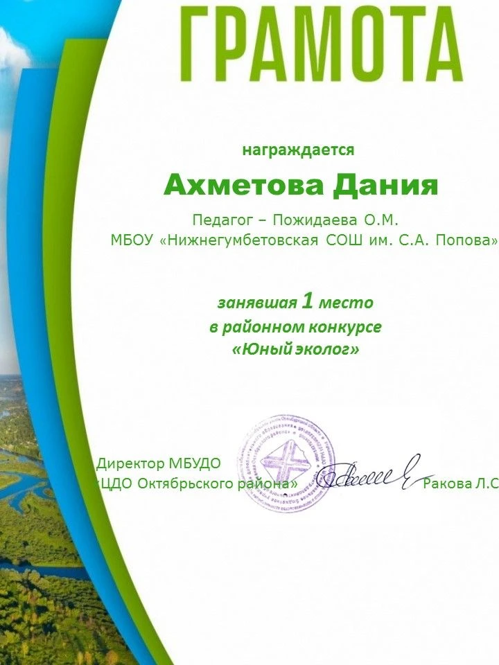 Победители и Призёры районного конкурса "Юный эколог" ("Изменение климата глазами детей...