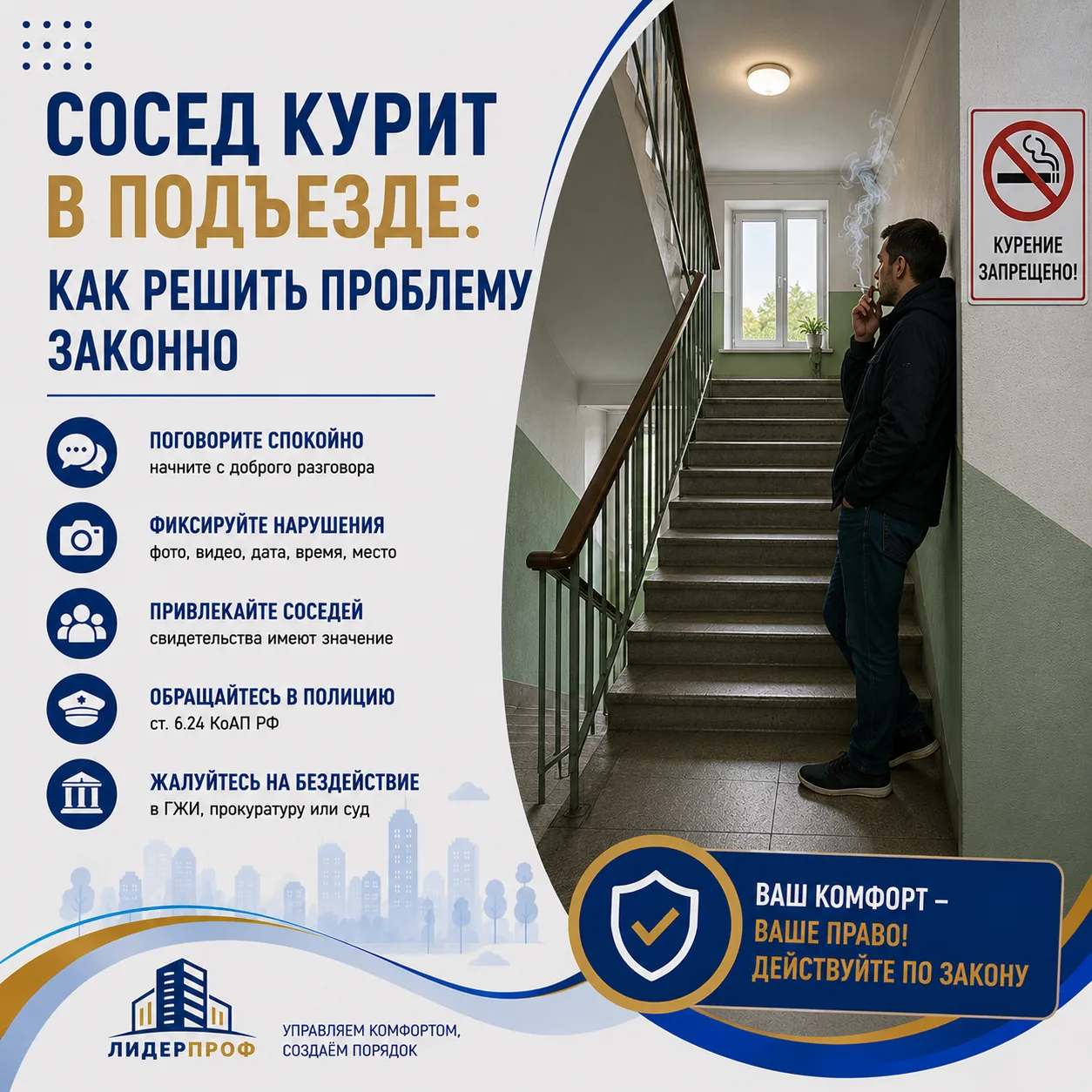 📍 Сосед курит в подъезде: что делать, если разговор не помогает