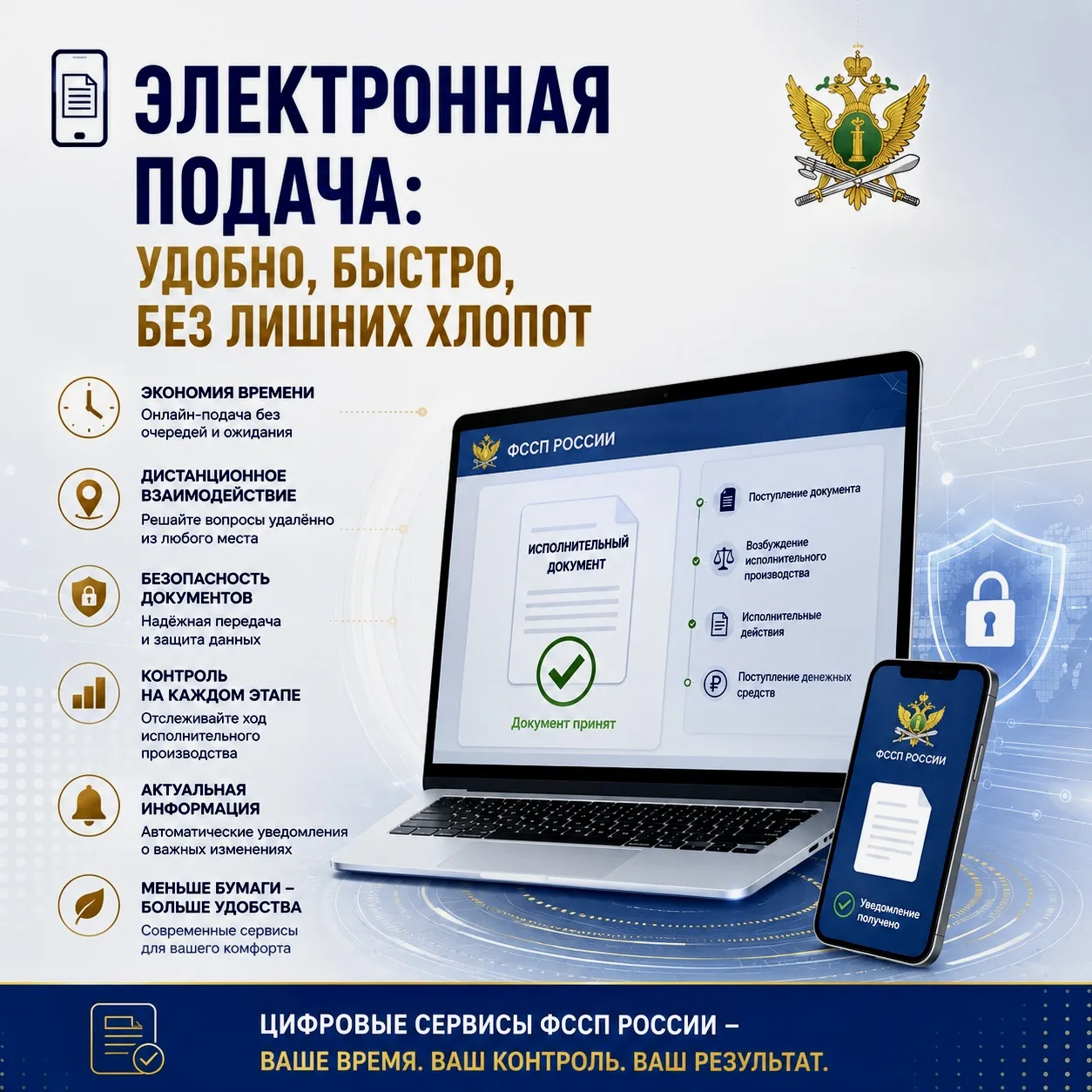 📲 Электронная подача: удобно, быстро, без лишних хлопот

Направить исполнительный документ в ФССП Р