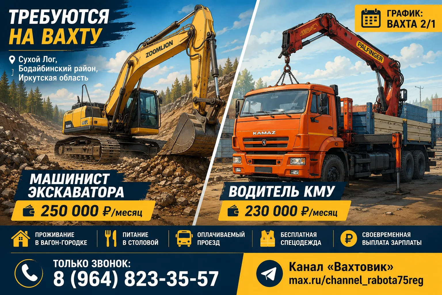 🚜 ТРЕБУЮТСЯ НА ВАХТУ