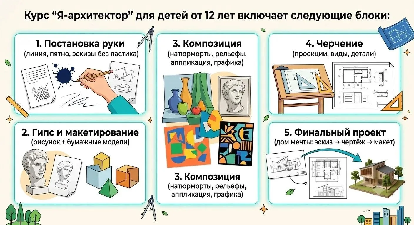 Архитектурная мастерская для детей 12 лет: Набор на новый поток