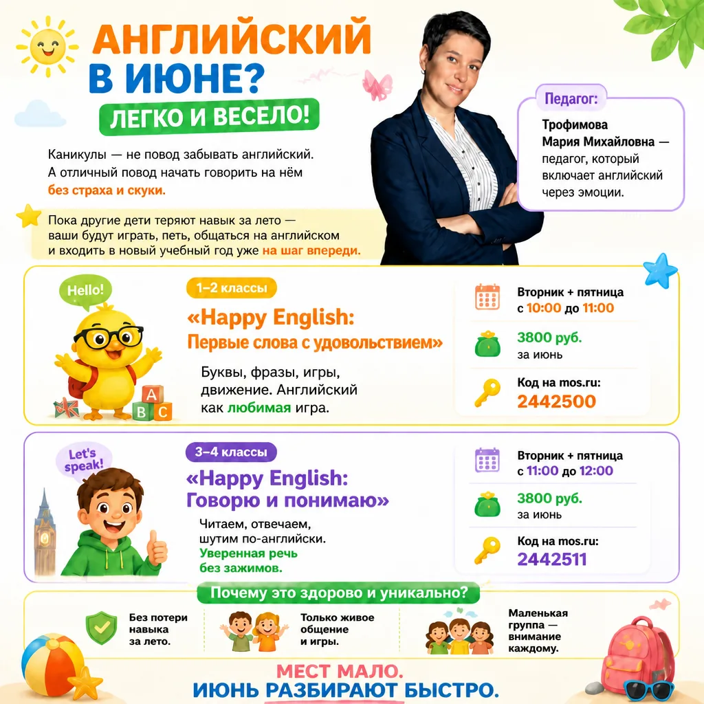 ☀️ АНГЛИЙСКИЙ В ИЮНЕ? ЛЕГКО И ВЕСЕЛО!  Каникулы — не повод забывать английский. А отличный повод нач