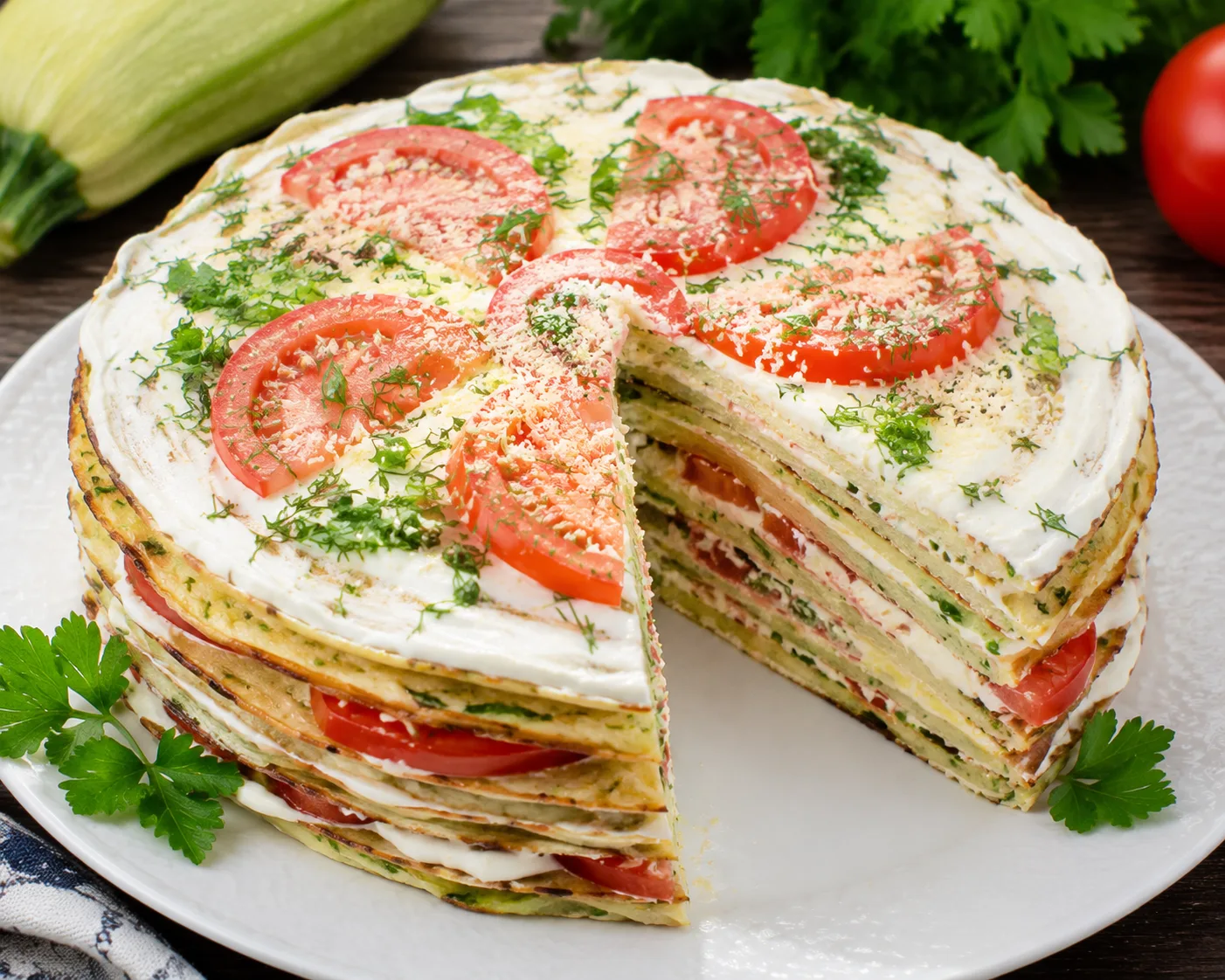 🥒 Кабачковый торт с чесночным соусом — летний хит, который выглядит как праздничная за...