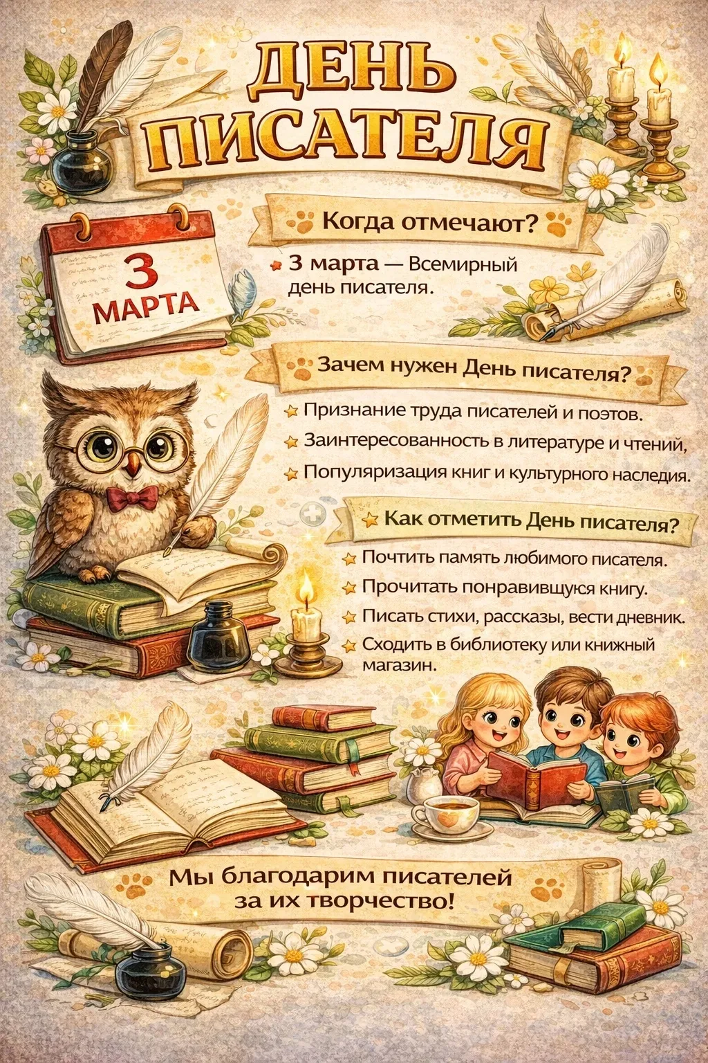 3 марта - день писателя