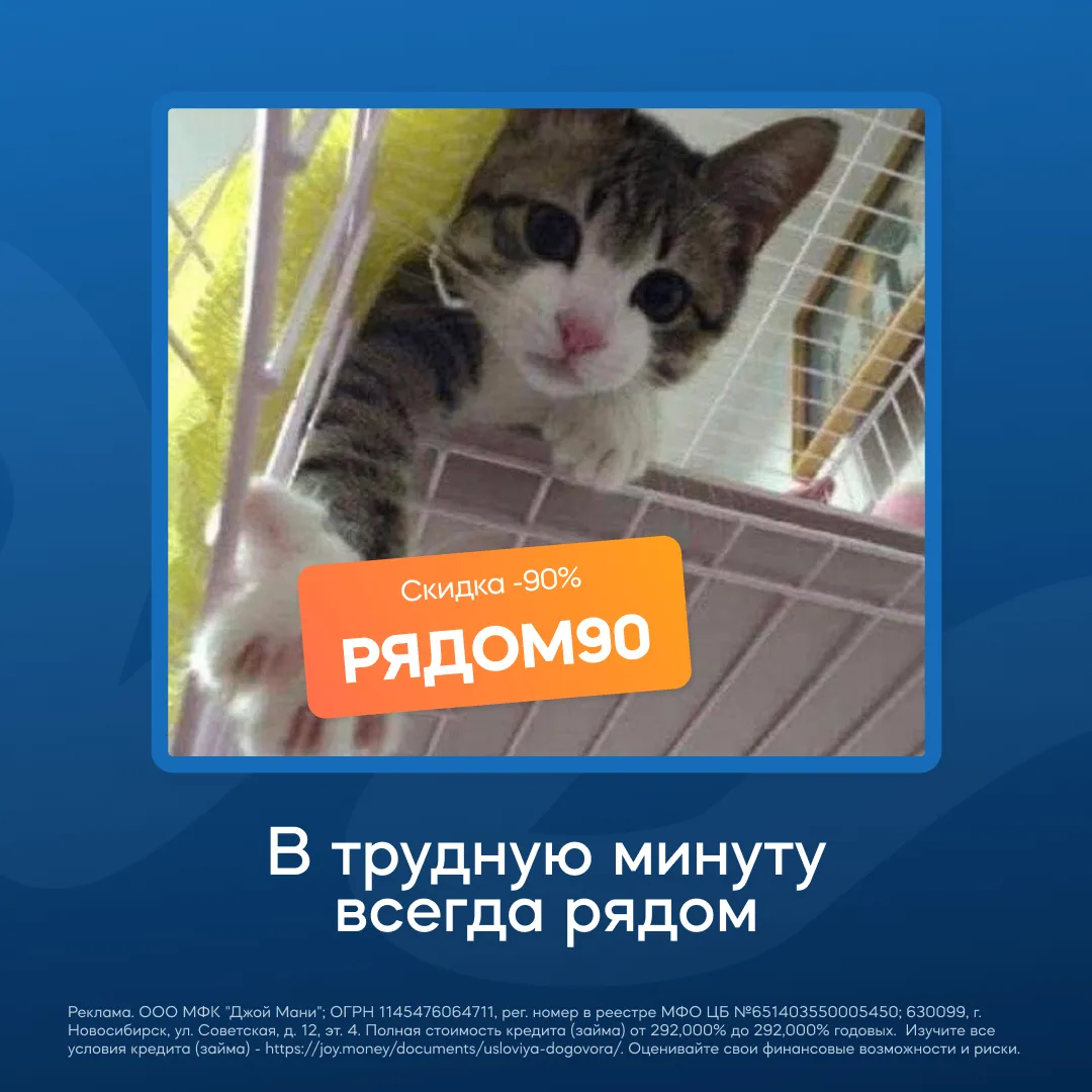 -90%. Никогда не опускайте лапки и держите бонусный промокод до конца выходных!

Скидка -90%: РЯДОМ9