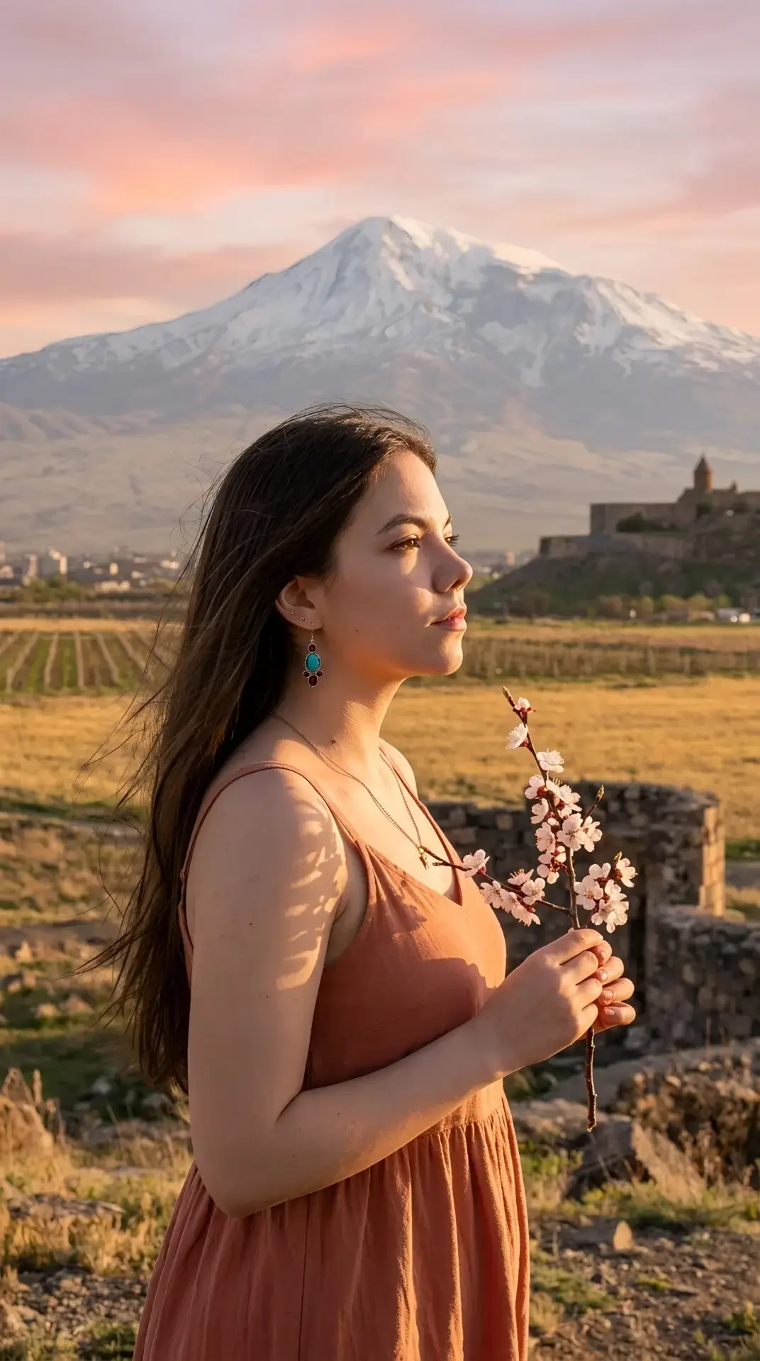 ГОРЫ ЕРЕВАНА. АРАРАТ. ТЫ 🏔️🇦🇲  Священная гора Арарат на горизонте. Заснеженная вершина в лучах закат