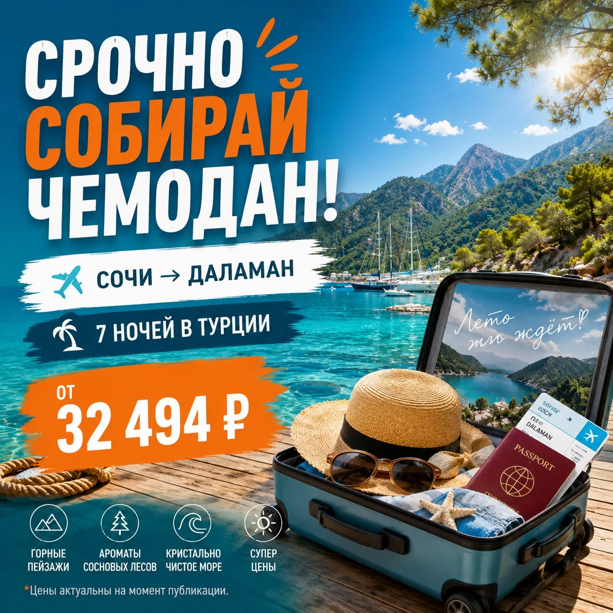 🚨 Без лишних вопросов — срочно собирай чемодан! 🧳✨

☀️ Летим в сказочную Турцию: наслаждаться горн