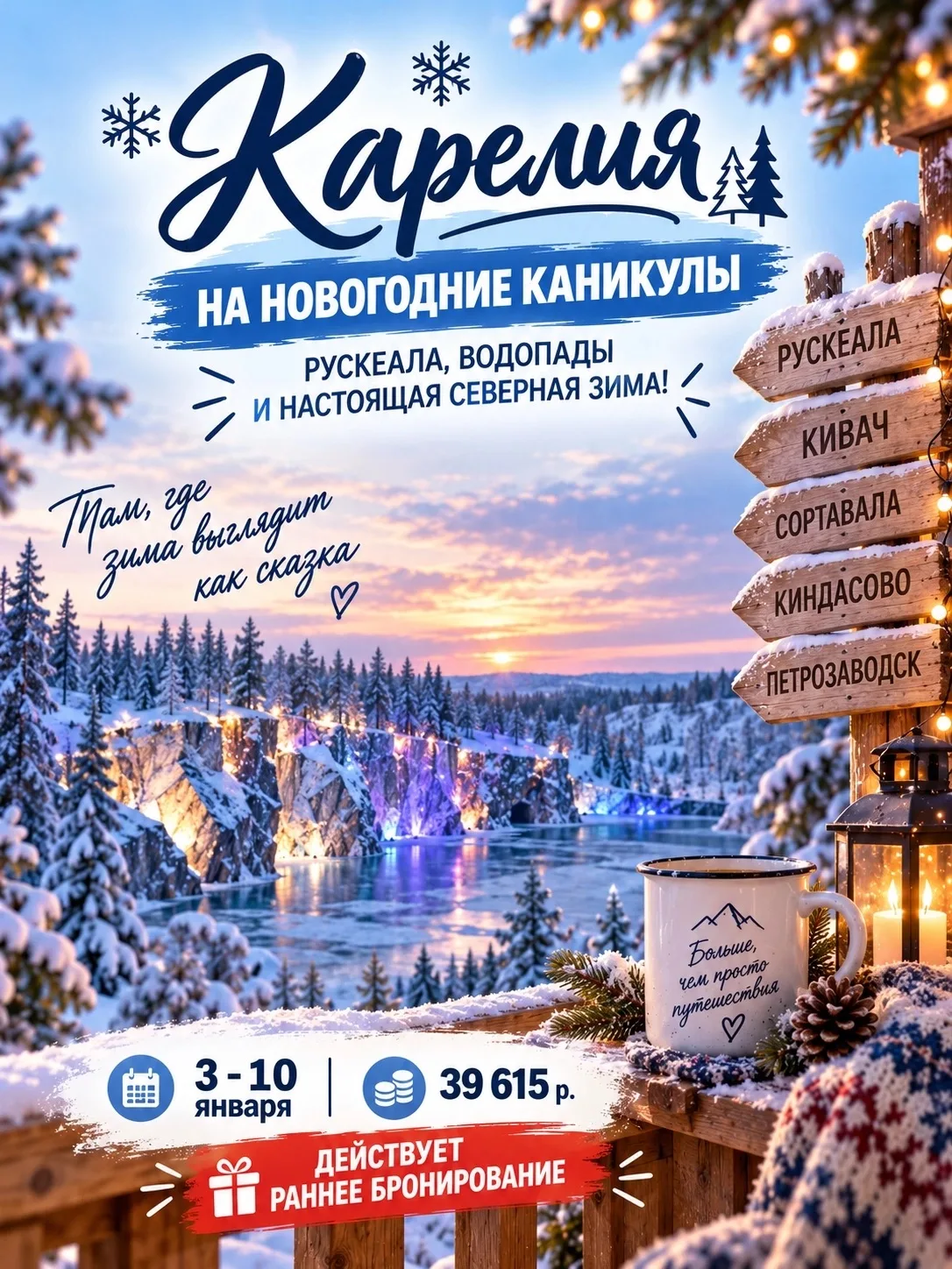 ❄ КАРЕЛИЯ НА НОВОГОДНИЕ КАНИКУЛЫ — РУСКЕАЛА, ВОДОПАДЫ И НАСТОЯЩАЯ СЕВЕРНАЯ ЗИМА!