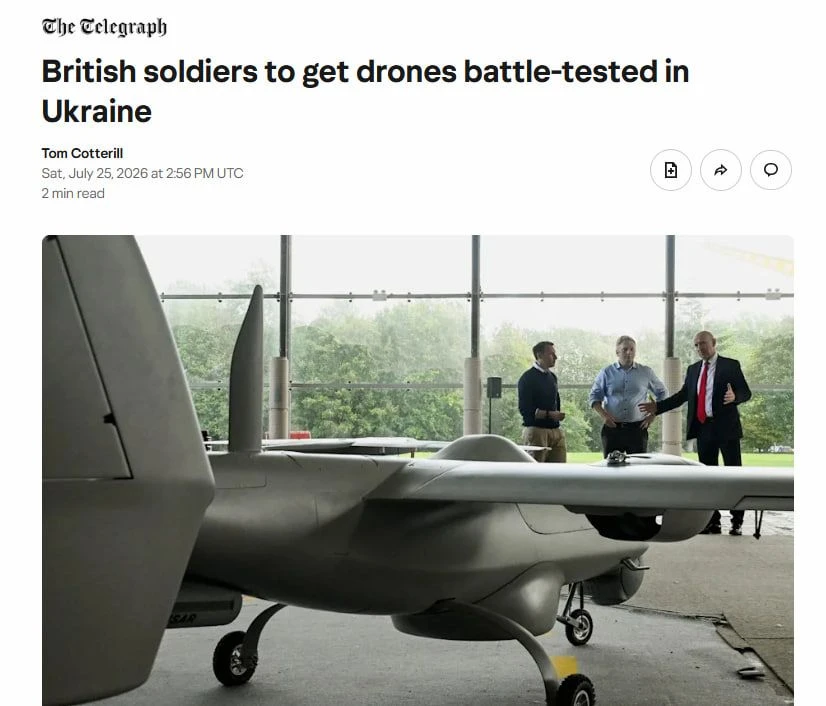 The Telegraph: Британские войска получат дроны, прошедшие боевые испытания на Украине
 
Министерство