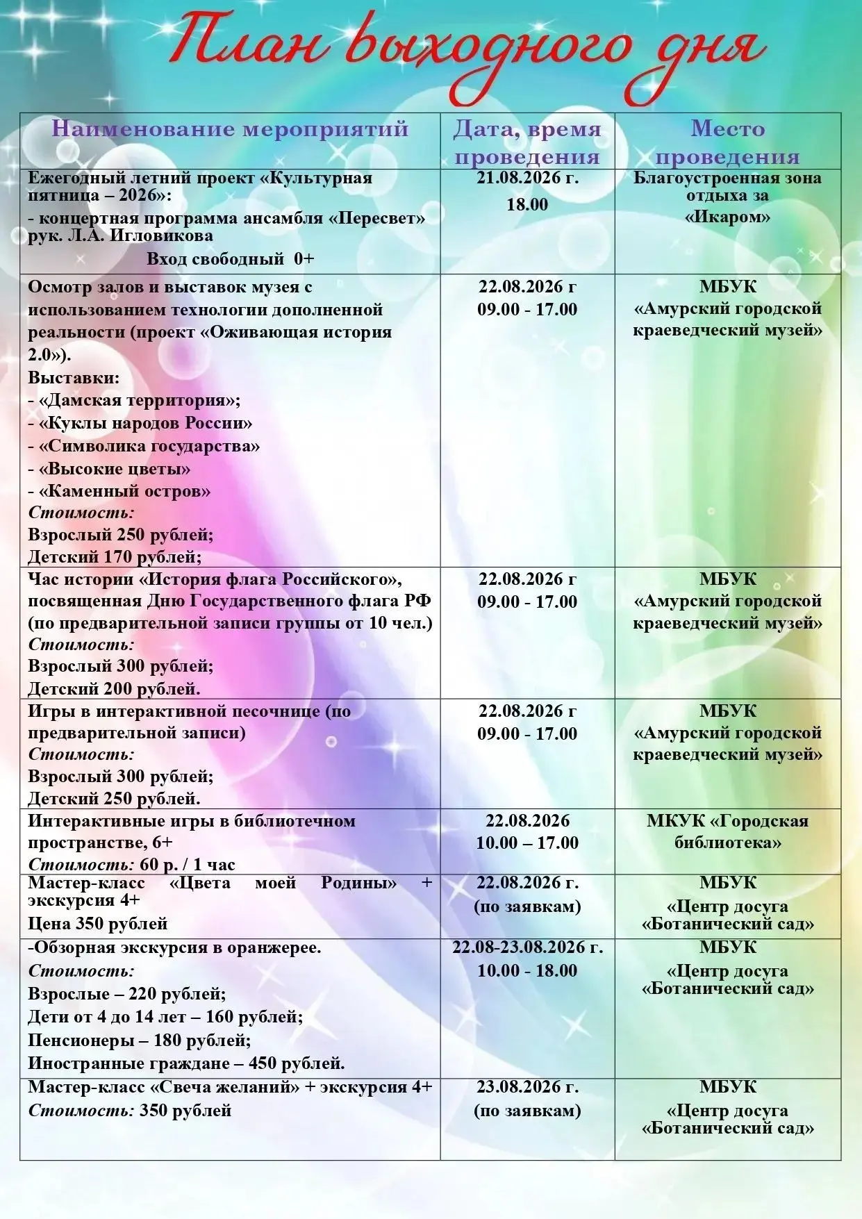 💯Выходные близко! Проведите их ярко с учреждениями культуры города.🙌