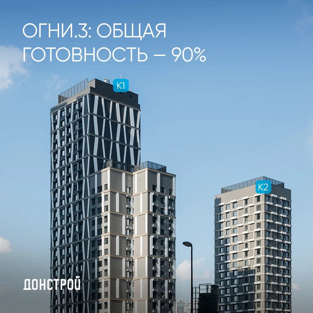 Как быстро они растут

В мае общая готовность квартала ОГНИ.3 достигла 90%.

В первом корпусе продол