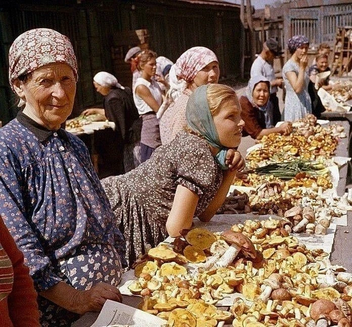 🍄Продажа грибов на Даниловском рынке, Москва, 1959 год
