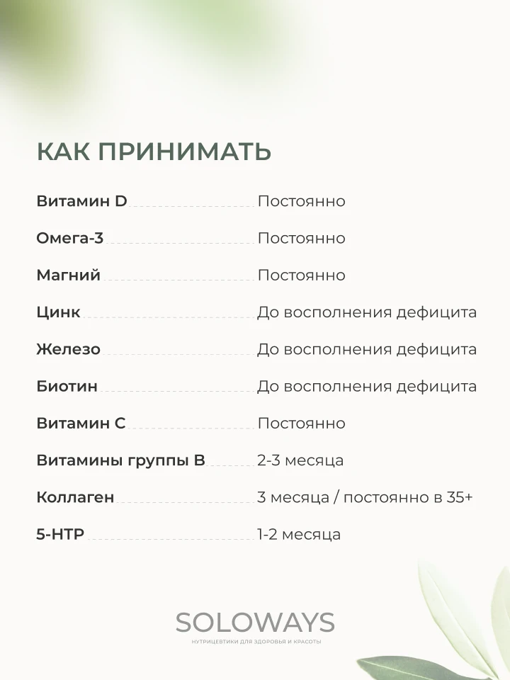 Схема приема витаминов и нутриентов 

Вы часто спрашиваете нас о том, как правильно принимать добавк