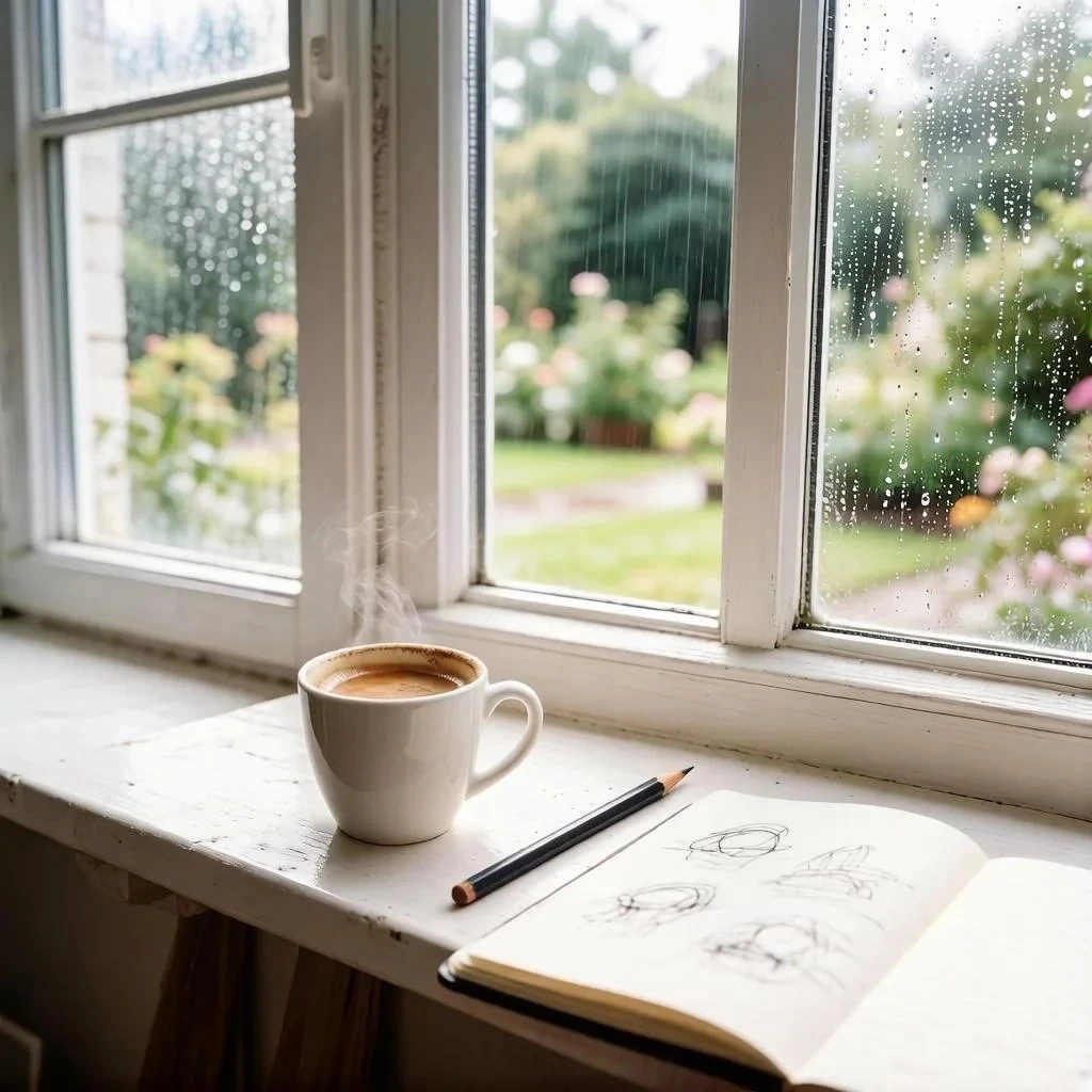 ☕️🌧 Дождливое утро художника на даче 🎨✏