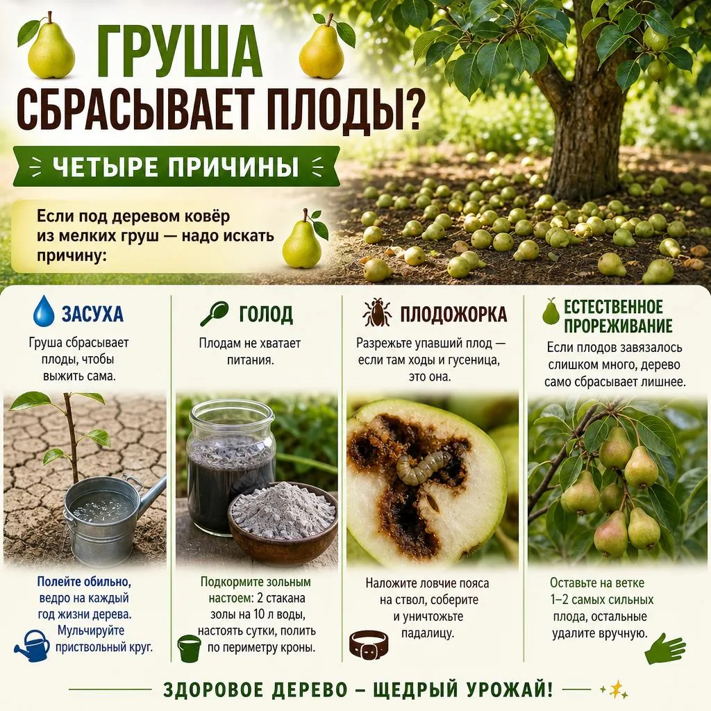 🍐 ГРУША СБРАСЫВАЕТ ПЛОДЫ? ЧЕТЫРЕ ПРИЧИНЫ 🍐

Если под деревом ковёр из мелких груш — надо искать пр