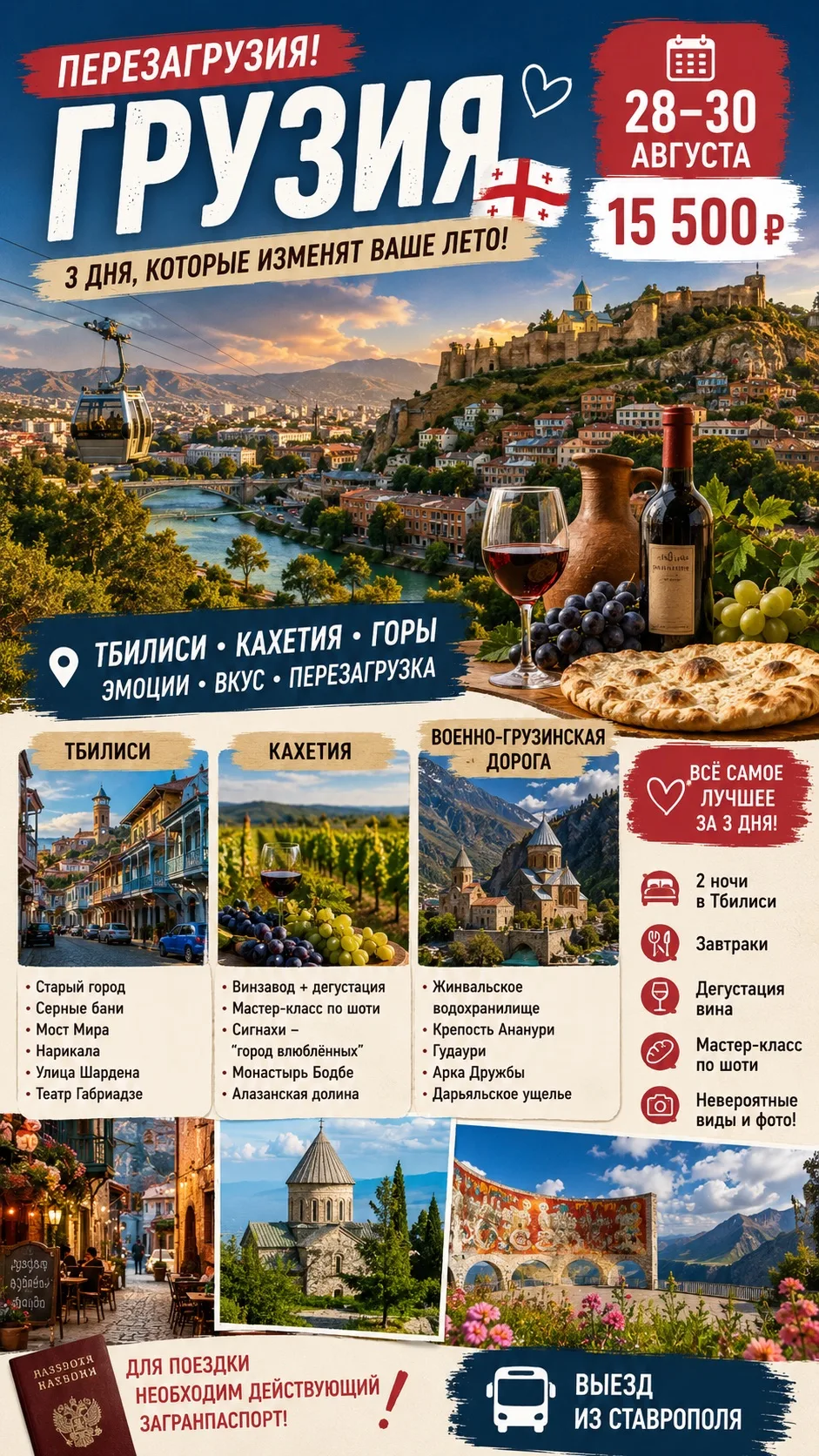 🇬🇪 **ПЕРЕЗАГРУЗИЯ! ТРИ ДНЯ В ГРУЗИИ ЗА 15 500 ₽ ❤️**