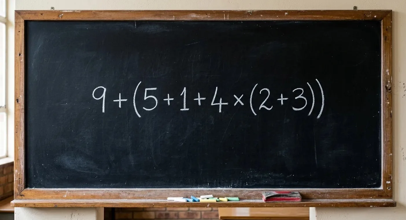 Математический тест на логику: реши пример 9 + (5 + 1 + 4 × (2 + 3))