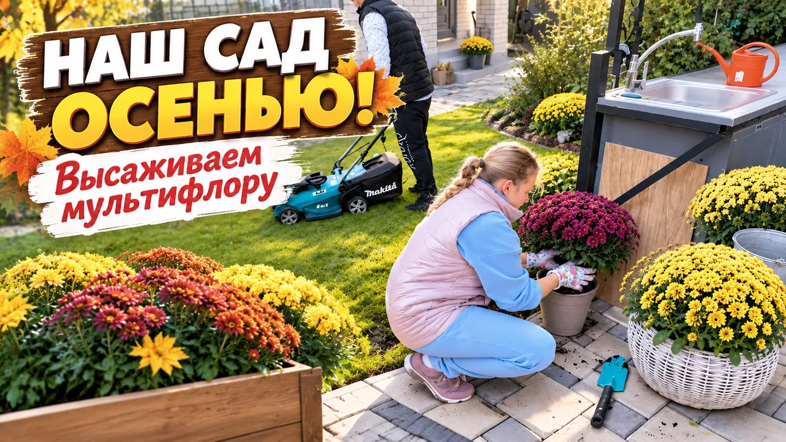 ВЛОГ ОСЕННЯЯ Уборка в нашем саду ! Купили кофе машину ! Высадили мультифлору !