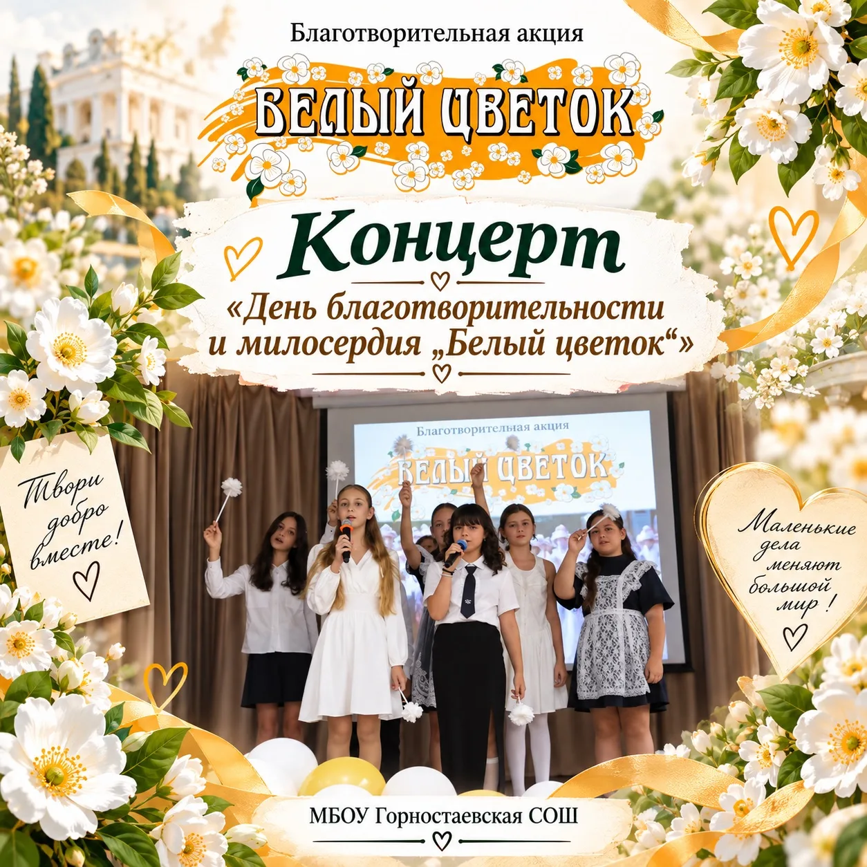 БЕЛЫЙ ЦВЕТОК — ДОБРО, КОТОРОЕ ОБЪЕДИНЯЕТ СЕРДЦА! 🌼